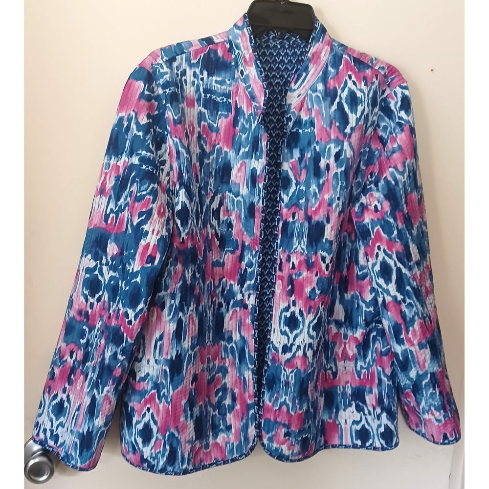 Alfred Dunner Women's Jacket L/XL‎ Boho Abstract Artsy Retro Statement Electric - Picture 2 of 5